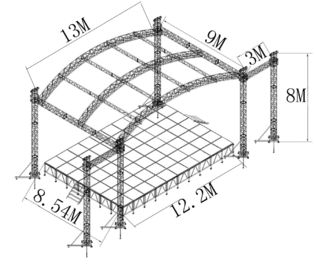 Arc Roof Tower System Stage Lighting Truss Spigot 6 Pillars Aluminum